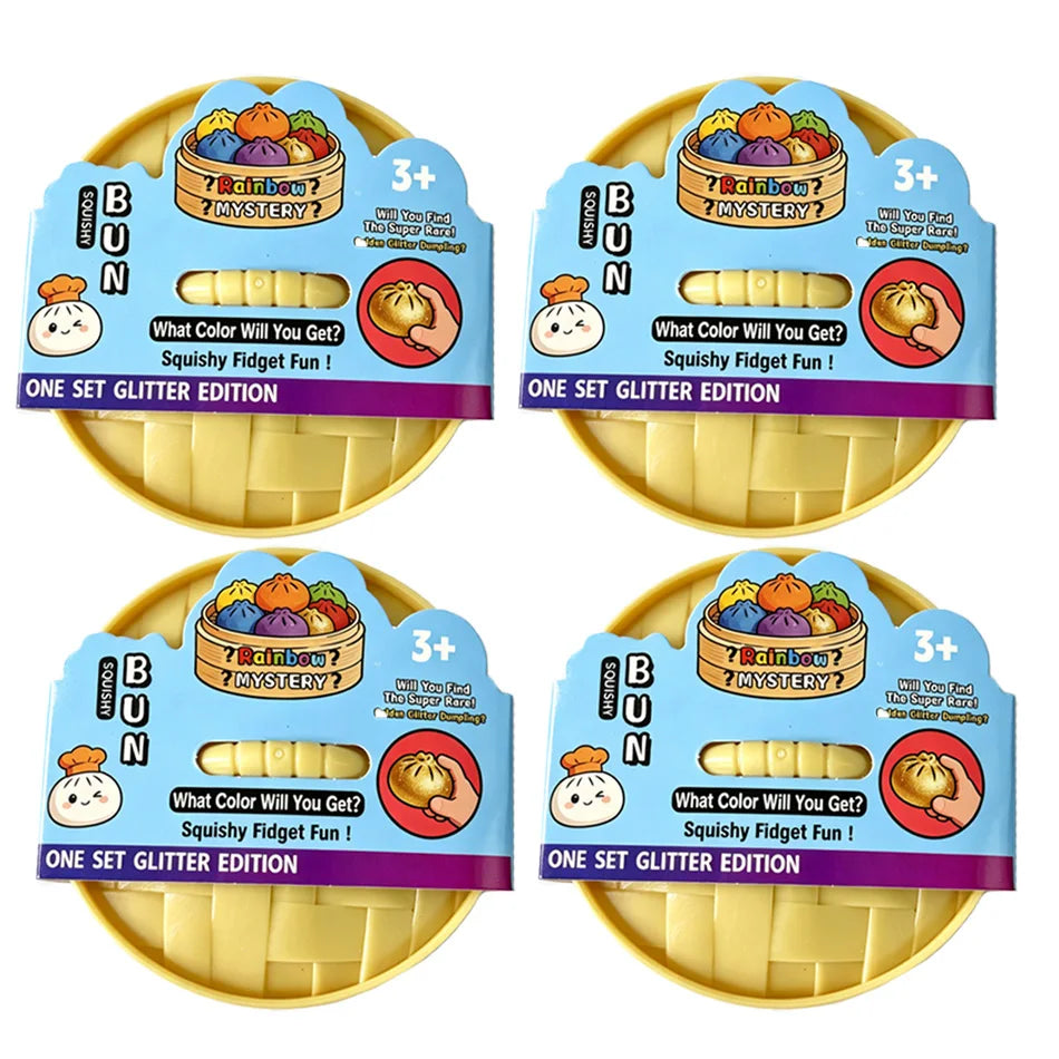 Rainbow Dumpling Squishy with Bead Sensory Squeeze Toy for Stress Relief with Bamboo Steamer Funny Gift 13Gadgetglobal