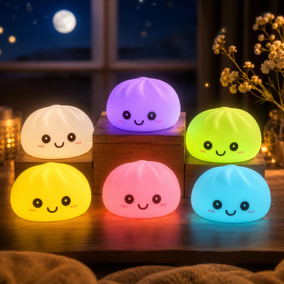 2027 New Dumpling Night Lights Glowing Dumplings Desktop Ornament Cute Glowing Dumpling Steamer Box Kawaii Dumpling Lights Gifts 13Gadgetglobal