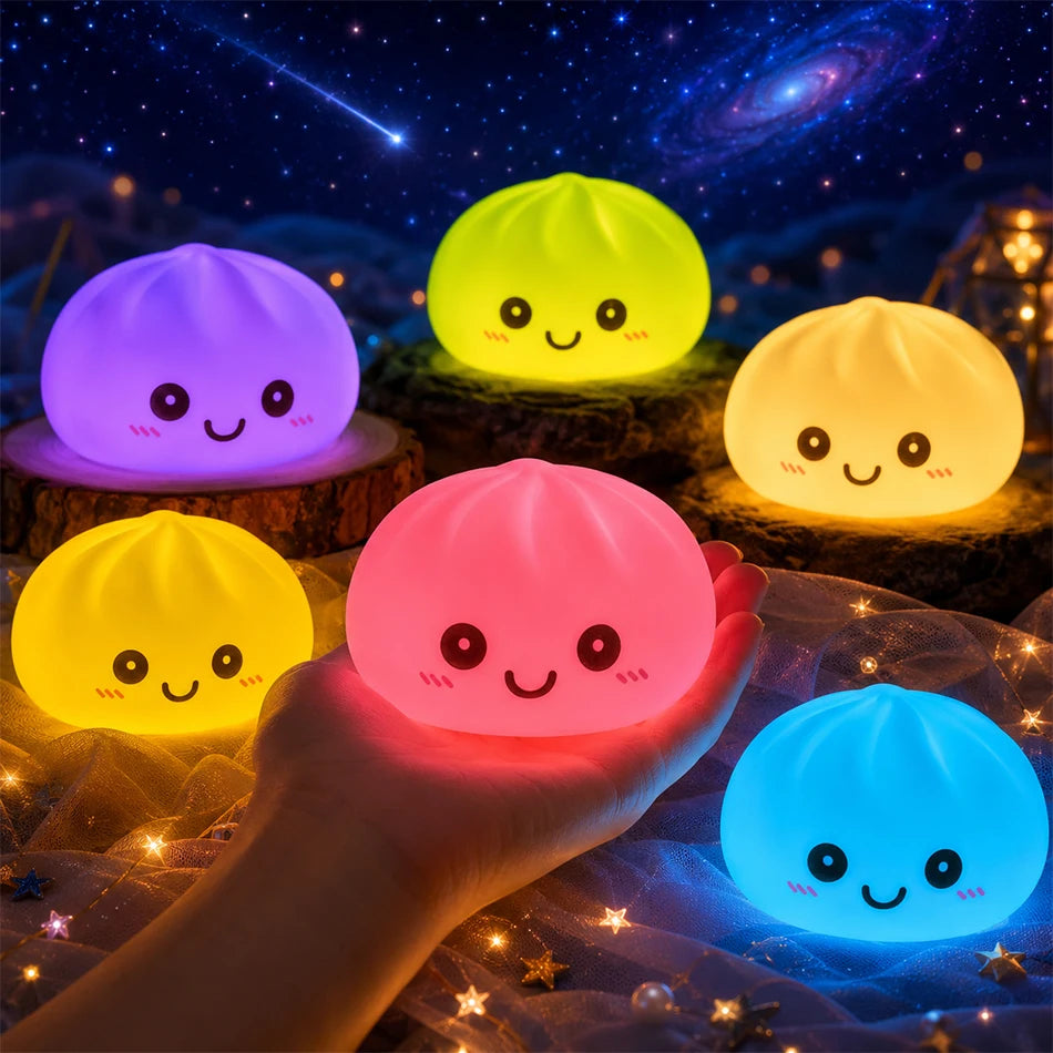 2027 New Dumpling Night Lights Glowing Dumplings Desktop Ornament Cute Glowing Dumpling Steamer Box Kawaii Dumpling Lights Gifts 13Gadgetglobal