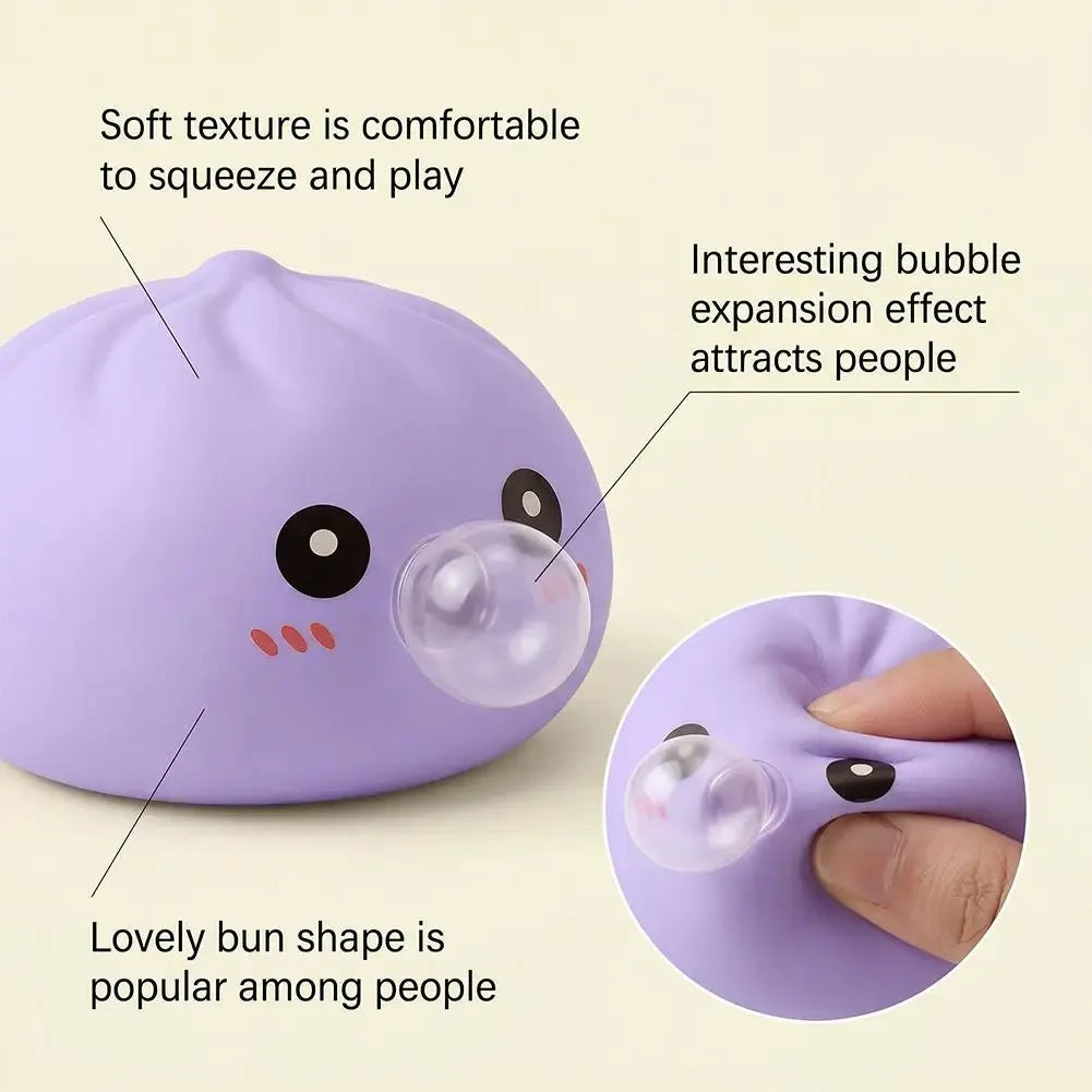Dumpling Squishies Blow Bubbles Toy Dumpling Squishies Set with Steamer New Bubble-Blowing Squishies, Stretchy Fidget Sensory 13Gadgetglobal