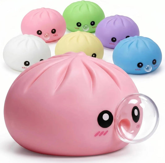 Dumpling Squishies Blow Bubbles Toy Dumpling Squishies Set with Steamer New Bubble-Blowing Squishies, Stretchy Fidget Sensory 13Gadgetglobal