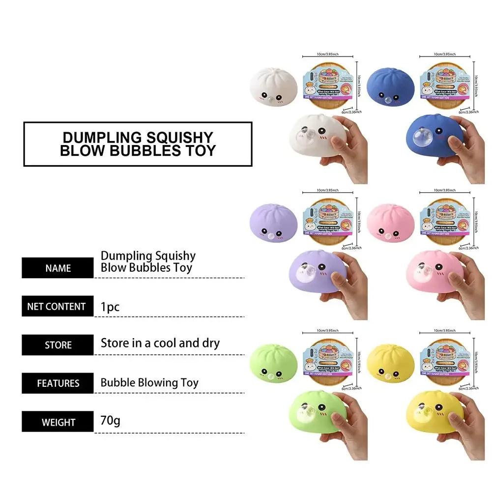 Dumpling Squishies Blow Bubbles Toy Dumpling Squishies Set with Steamer New Bubble-Blowing Squishies, Stretchy Fidget Sensory 13Gadgetglobal
