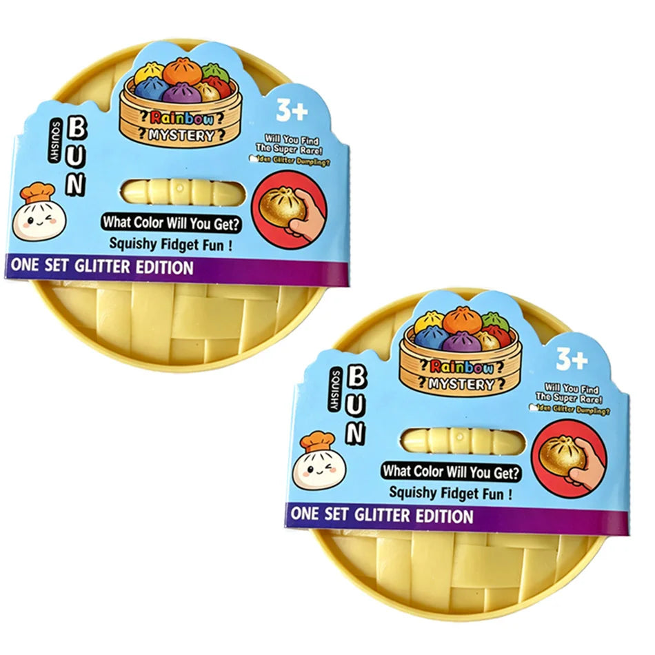 Rainbow Dumpling Squishy with Bead Sensory Squeeze Toy for Stress Relief with Bamboo Steamer Funny Gift 13Gadgetglobal