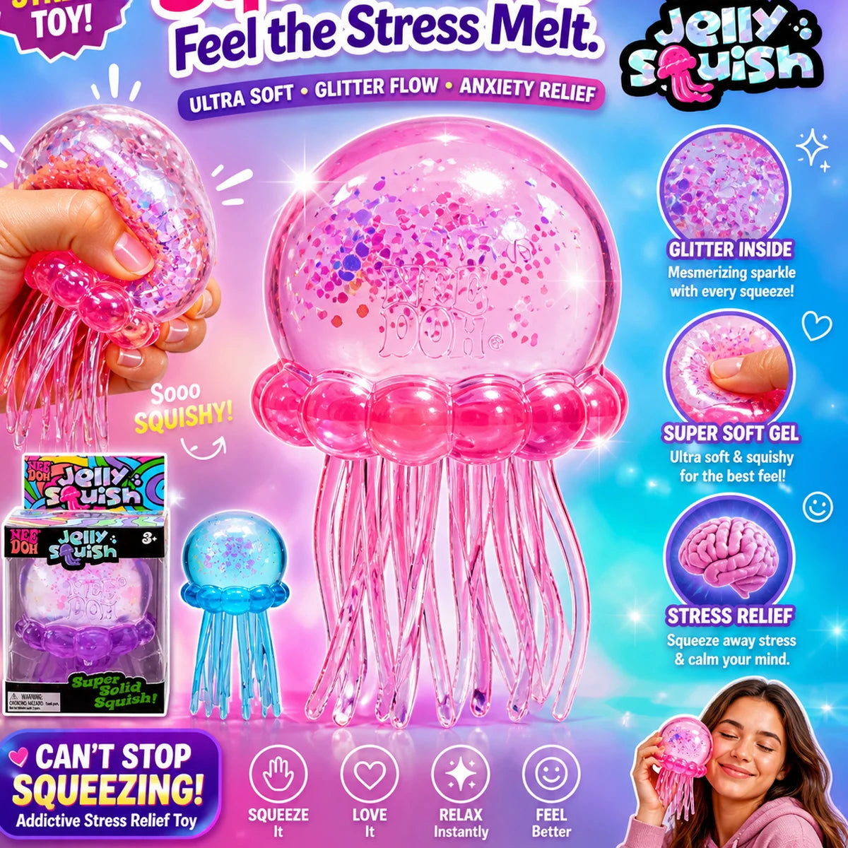 Schylling NeeDoh Pizza Fidget Toy Squeezza Pizza Slice Sensory Squishy Toy Stress Relief Anti-Anxiety Squeeze Toy for ADHD Focus 13Gadgetglobal