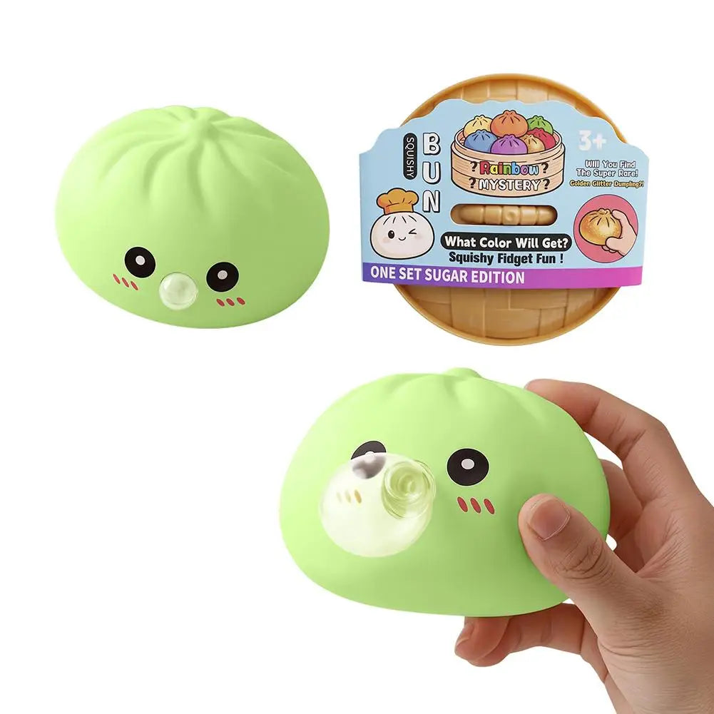 Dumpling Squishies Blow Bubbles Toy Dumpling Squishies Set with Steamer New Bubble-Blowing Squishies, Stretchy Fidget Sensory 13Gadgetglobal