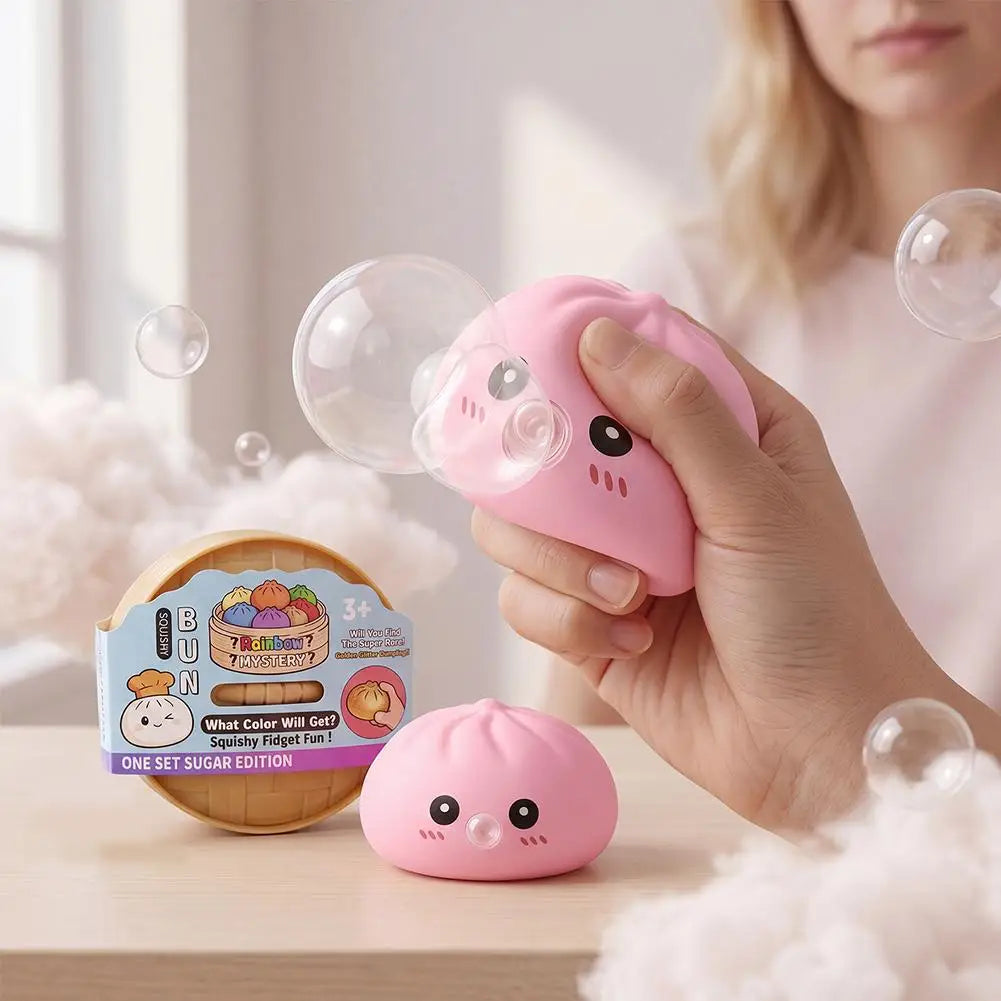 Dumpling Squishies Blow Bubbles Toy Dumpling Squishies Set with Steamer New Bubble-Blowing Squishies, Stretchy Fidget Sensory 13Gadgetglobal