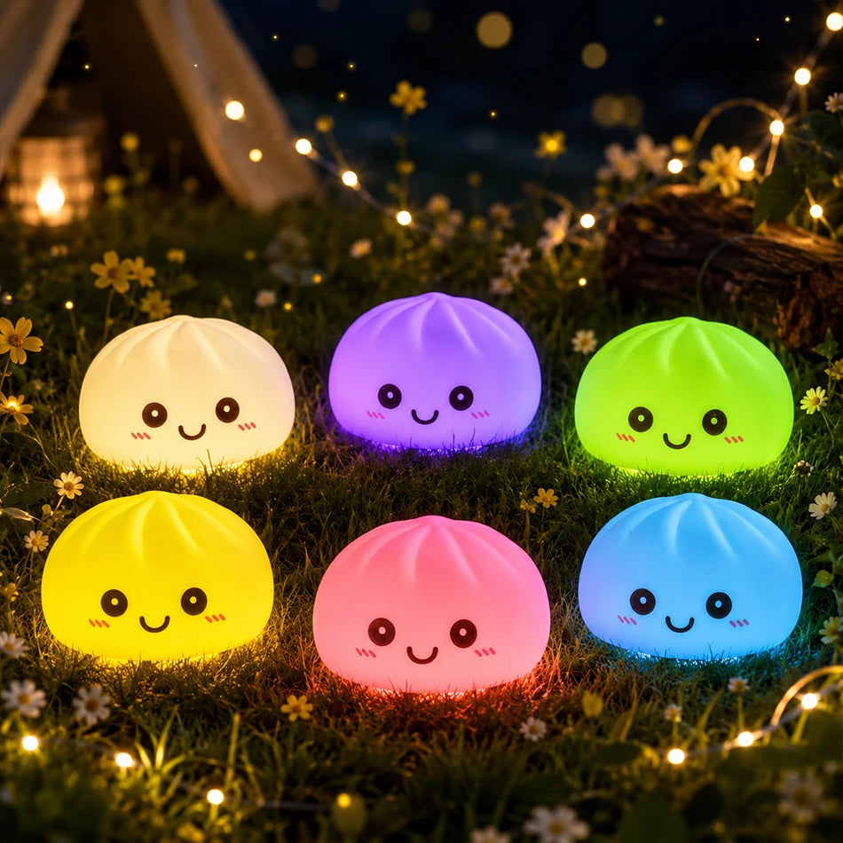 2027 New Dumpling Night Lights Glowing Dumplings Desktop Ornament Cute Glowing Dumpling Steamer Box Kawaii Dumpling Lights Gifts 13Gadgetglobal