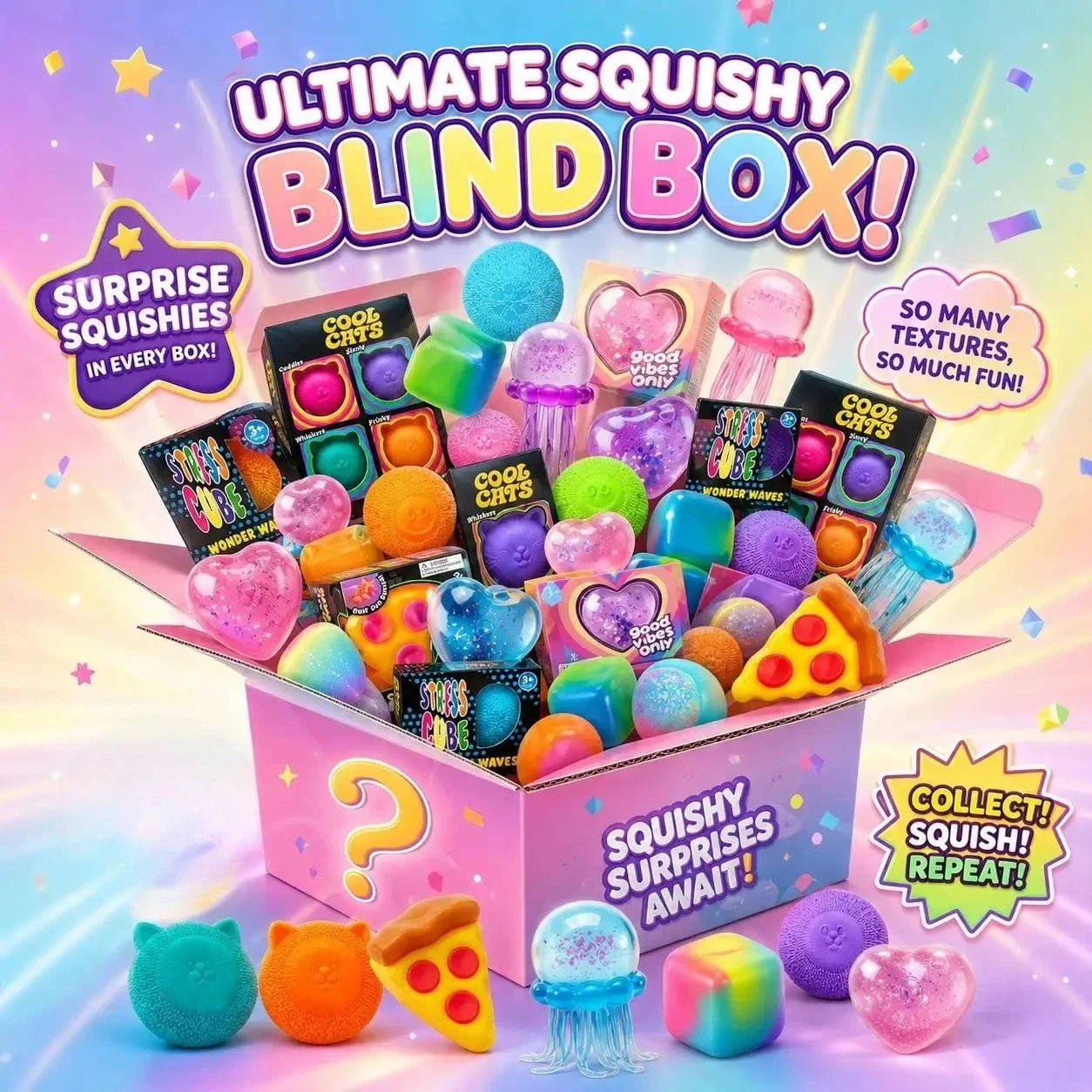 100+ Pieces Assorted Squishy Figures Blind Box Surprise Toy Slow Rising Soft Fidget Toys Featuring Moai Head Panda Rabbit Stress 13Gadgetglobal
