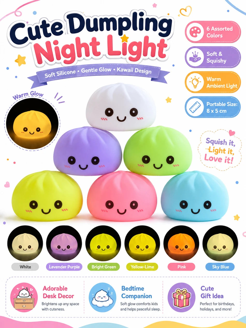 2027 New Dumpling Night Lights Glowing Dumplings Desktop Ornament Cute Glowing Dumpling Steamer Box Kawaii Dumpling Lights Gifts 13Gadgetglobal