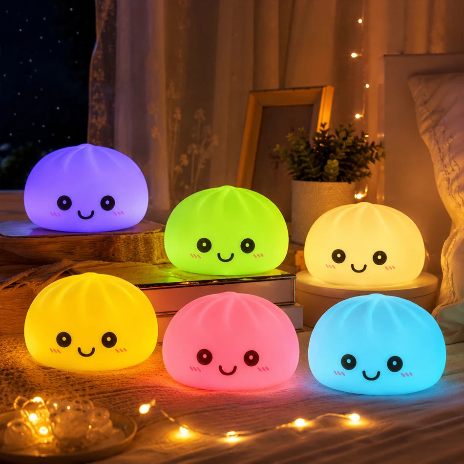 2027 New Dumpling Night Lights Glowing Dumplings Desktop Ornament Cute Glowing Dumpling Steamer Box Kawaii Dumpling Lights Gifts 13Gadgetglobal