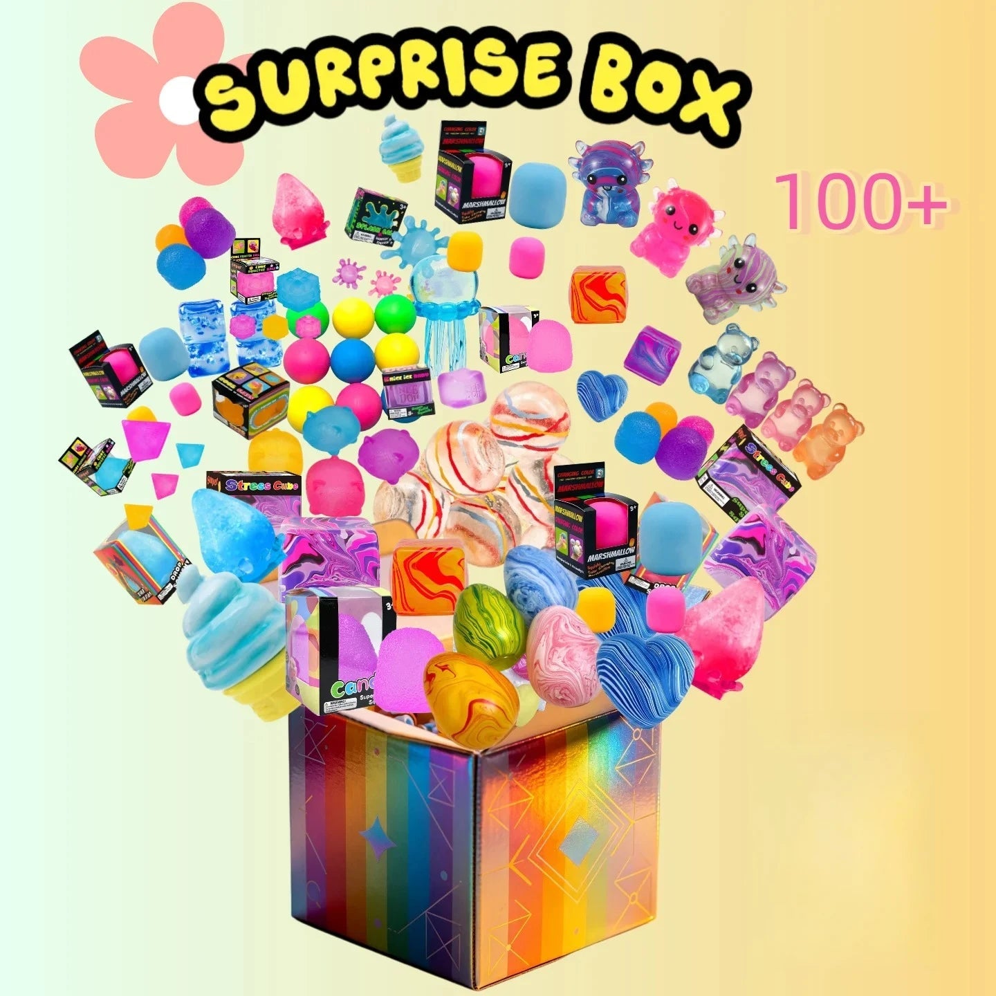 100+ Pieces Assorted Squishy Figures Blind Box Surprise Toy Slow Rising Soft Fidget Toys Featuring Moai Head Panda Rabbit Stress 13Gadgetglobal
